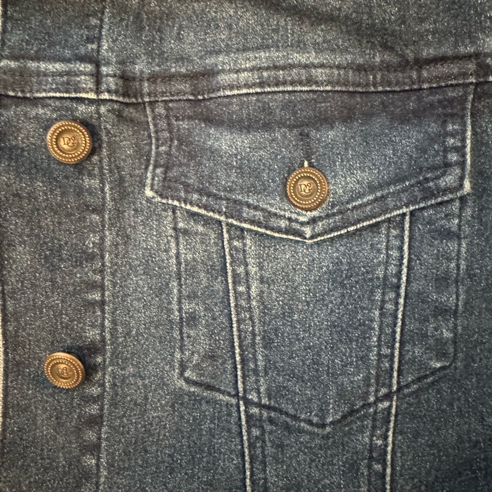Women's Classic Stretch Embroidered Floral Denim Jacket - Size L - Picture 7 of 10